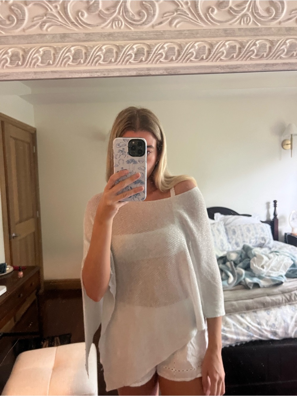 Light Gray Off-Shoulder Knit Sweater